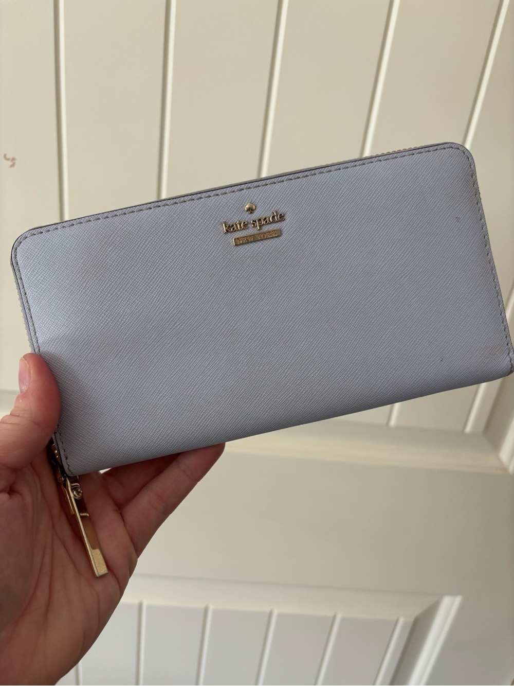Kate Spade Madison Lrg Continental Wallet Watercolour Blue Saffiano Leather Zip